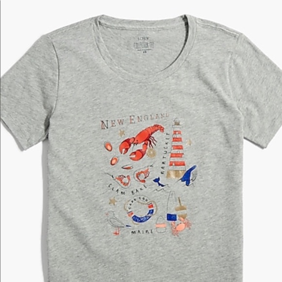 J.CREW COLLECTOR TEE 🦞NEW ENGLAND TEE NWT XL ❤️🦞🦀 - Picture 5 of 9